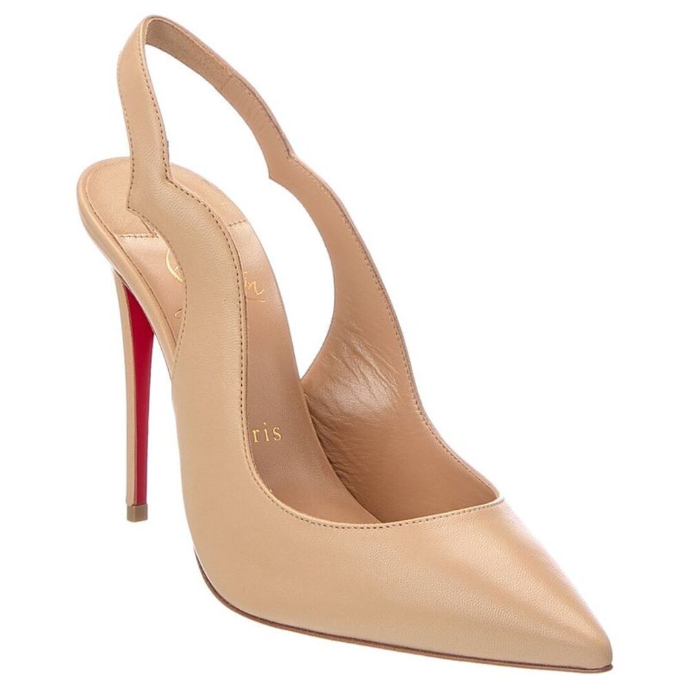 Christian Louboutin 100 Leather Slingback Pump, Tan